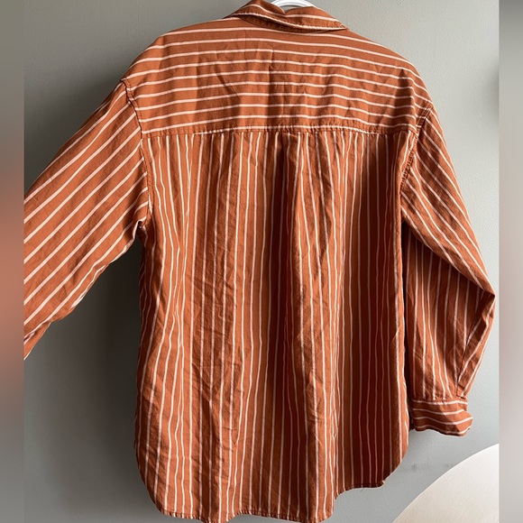 Universal Thread Orange Striped Button down - Picture 3 of 7